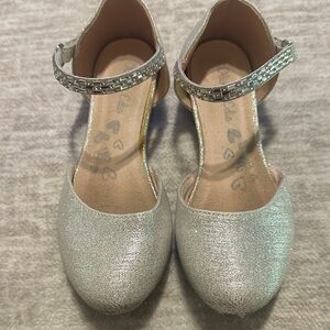 Silver Glitter Ankle Strap Heels